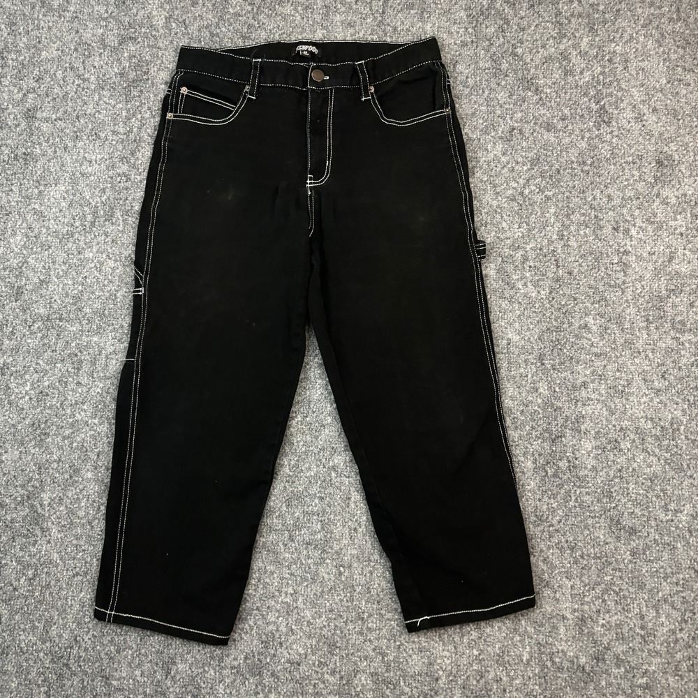 Elwood Black Carpenter Pants‎ Mens 32 Contrast Stitch Wide Leg Skater Y2K